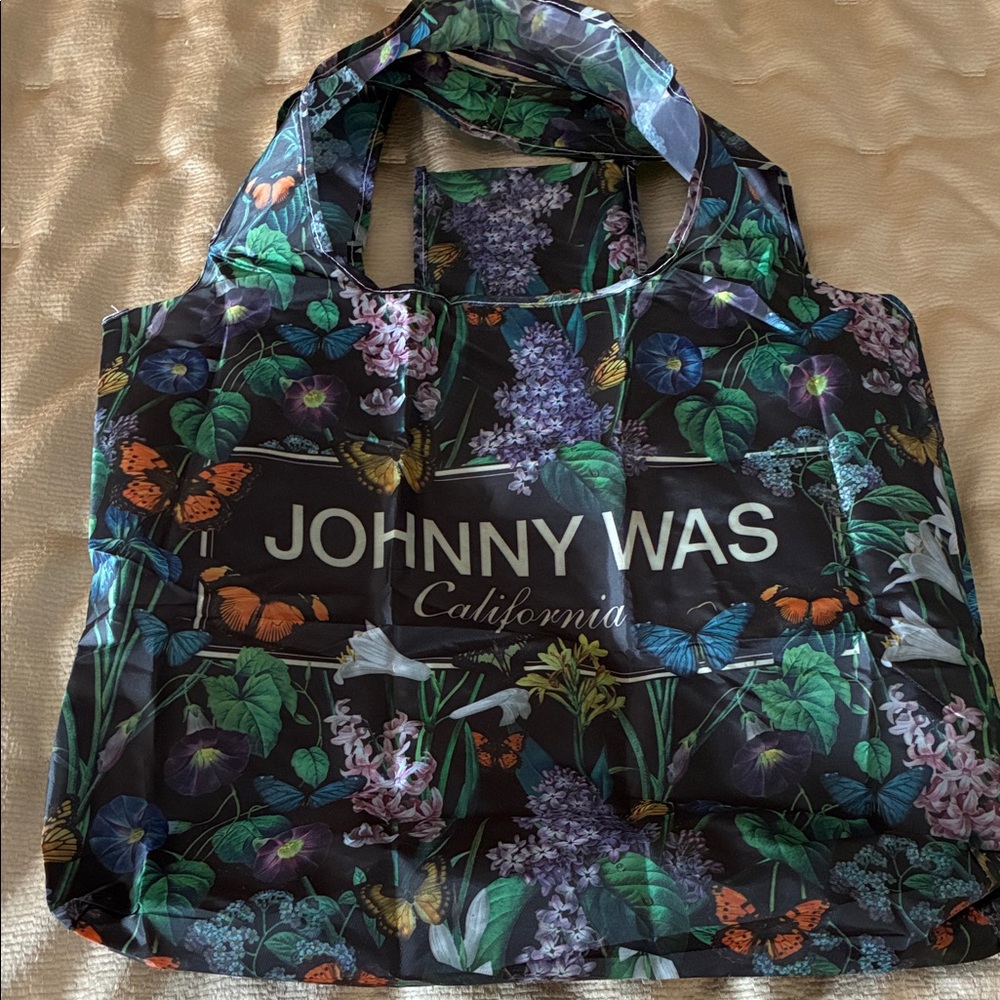 Johnny Was Black Floral & Butterfly Reusable Tote Bag